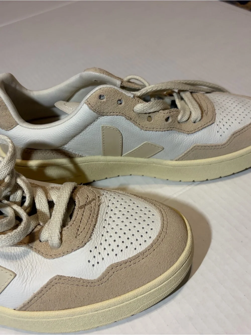 Veja Low-Top Sneakers in Cream and Beige